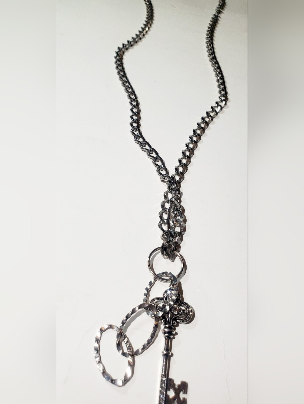 Silver-Tone Women's Multi-Link Pendant Necklace